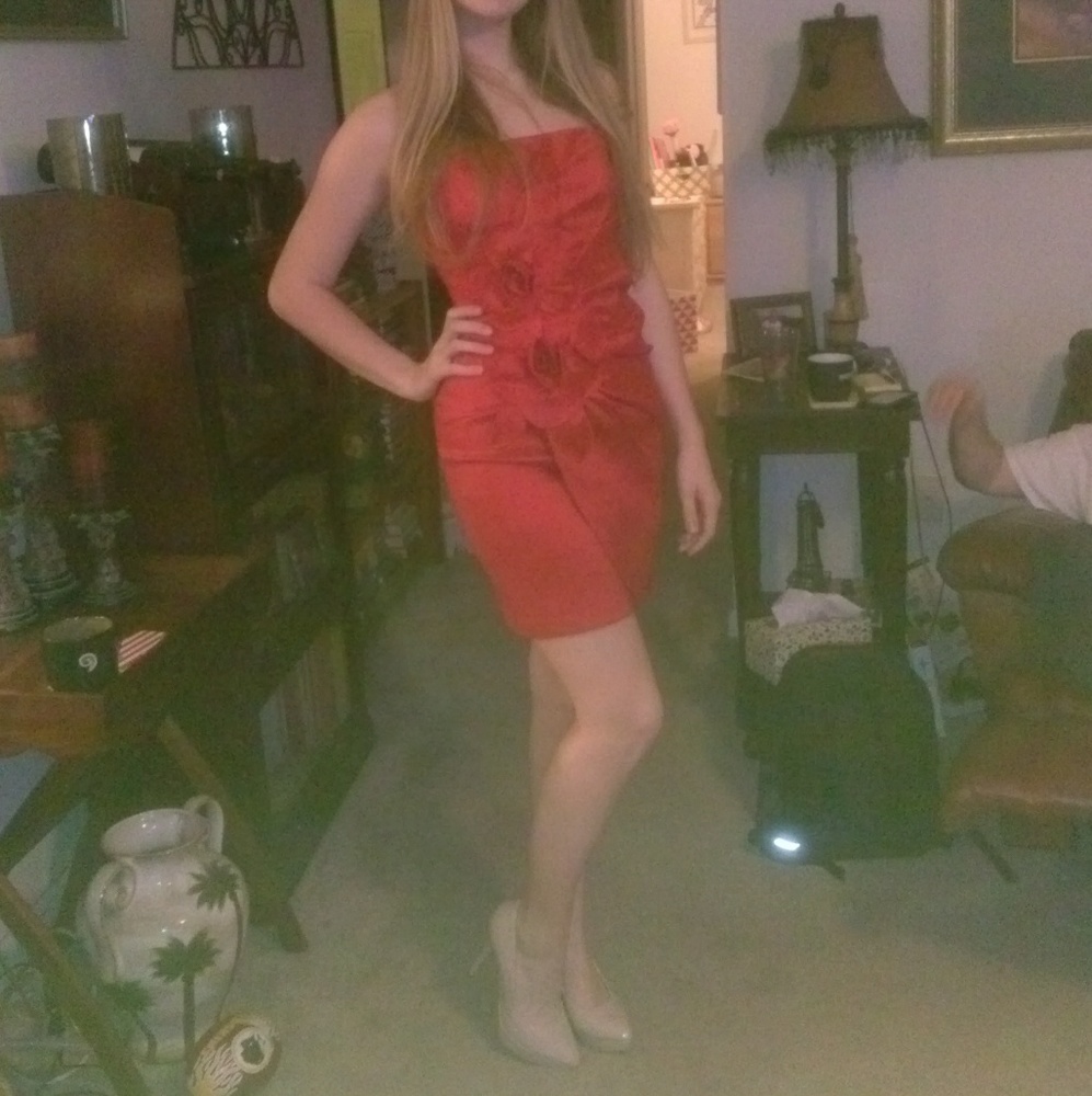 Strapless Red Roses Mini dress - Picture 3 of 6